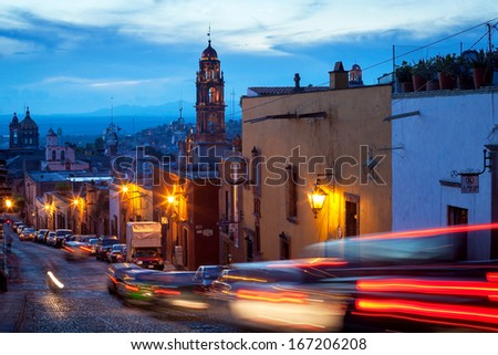 SAN MIGUEL DE ALLENDE, MEXICO - DEC 07: The historic Mexican city of San Miguel de Allende, Mexico, 07 December, 2013. The city San Miguel de Allende is protected by UNESCO