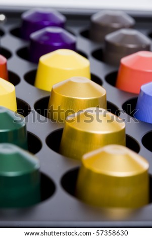 modern colorful coffee capsules for a coffee machine