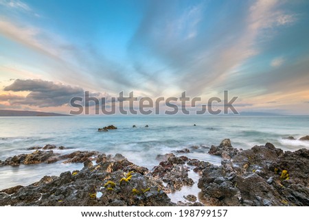 South Maui sunrise, taken from secret beach in Makena, Maui, Hawaii