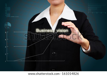 Hands of businessman Show vision word. Concept of business success.