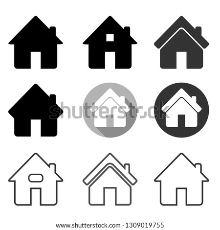 Home icon set, Home symbol set for web site ui or application ui to go to main or home page, flat simple design