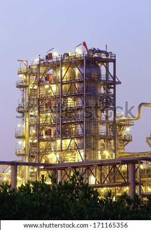 Tower of oil refinery