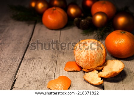 christmas card with fruit frame of tangerines