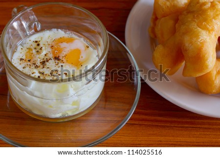 Soft boiled egg and Deep-fried dough stick