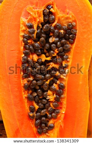 Papaya with seeds ripe
