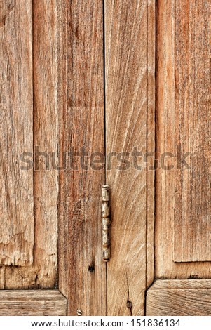 Door hinges on the wood background