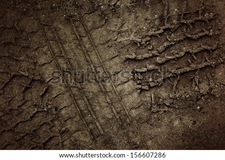 Similar – Image, Stock Photo Footprints and vehicle tracks on a road in the middle of the snowy forest / winter / slush