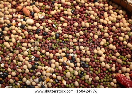 mixture of legumes red bean,black bean, green bean, peanuts