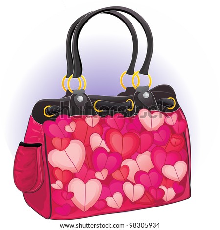Vector Illustration Of A Glamour Pink Handbag For Valentine'S Day ...