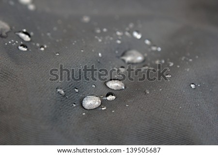 water drops on waterproof textile material - short depth of field
