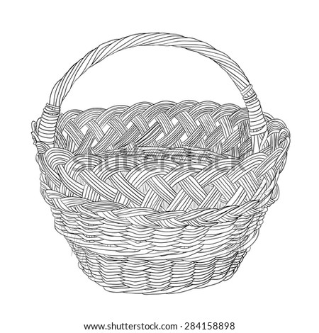 Vector Sketch Of Wicker Basket. Hand Draw Illustration. - 284158898 ...