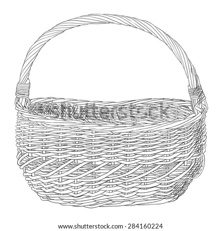 Vector Sketch Of Wicker Basket. Hand Draw Illustration. - 284160224 ...