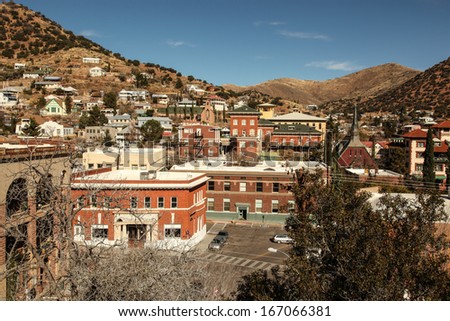 Vintage copper mining town, Bisbee, Arizona, USA, built early 1900s in Mule Mountains/Historical 1900s Copper Mining Town, Bisbee, Arizona, USA/Early 1900s mining town, Bisbee, Arizona, USA