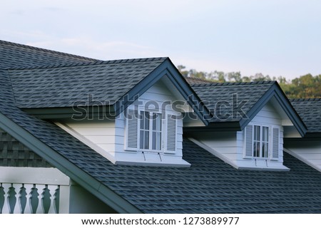 House garret closeup blur sky background