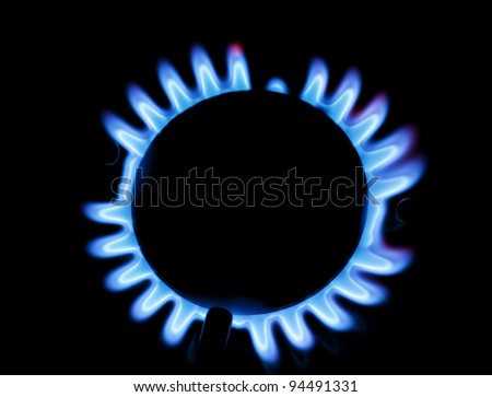 Burning gas on the kitchen gas stove