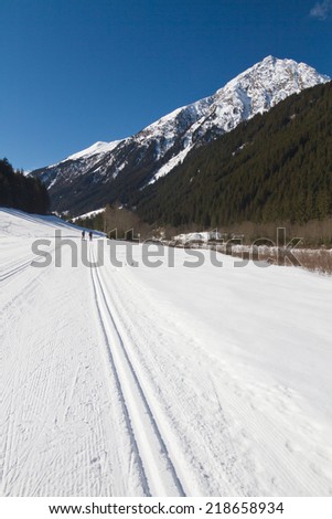 Winter landscape with cross country tracks