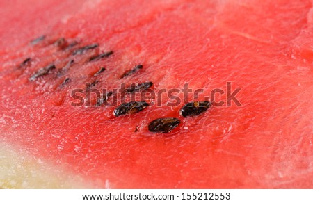 Sliced watermelon texture and background showing the juicy watery refreshing pink pulp and pips of this healthy fruit