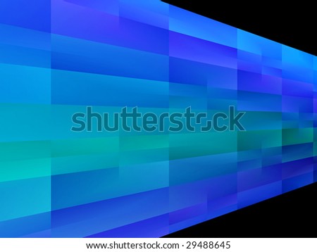 Blue and green abstract design with black background