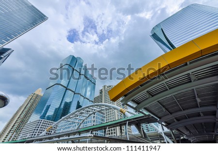 Public skywalk Building new architecture style modern cloud-sky