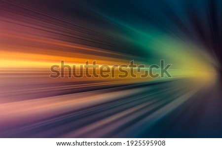Abstract image of driving in the tunnel at night SPEED MOTION BACKGROUND on the road at dark.