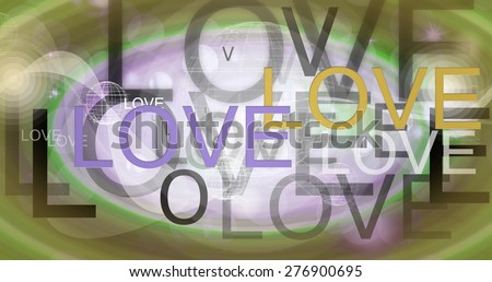 love word and drop layer shadow green blue artwork style for card web web-side theme and template
