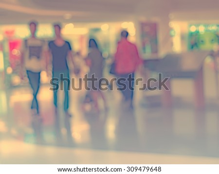 two man people and crowd  walking on sky walk  blurred vintage