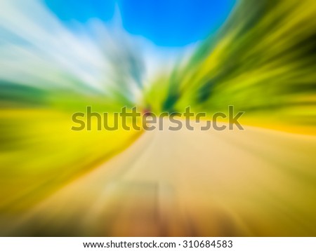 Way look speed landscape zoom blur abstract background.Motion zoom blur effect
