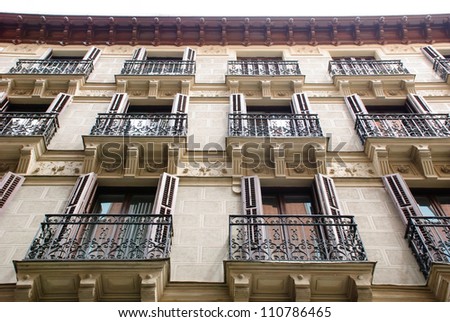 Residential house with balconies, Madrid, Spain