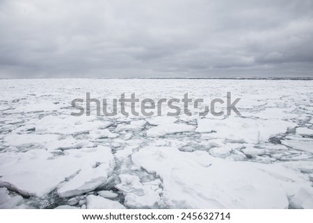 Icebergs floating in japan sea, Hokkaido, Japan
