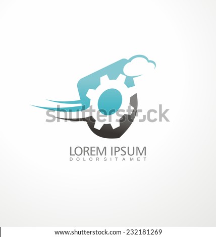 Shield shape logo design creative vector concept. Data safe storage transfer on cloud computing network. Fast and secure connection service icon template.