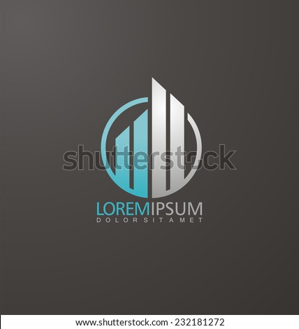 Vector logo concept for accounting or real estate company. Logo design with commercial building and chart bars. Business logo idea. 