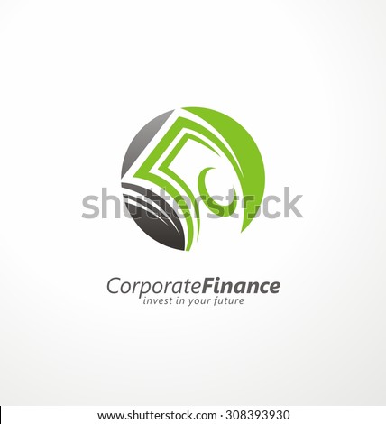 Money and finance logo design layout. Creative symbol template for banking or investment business. Circle with banknotes in negative space.