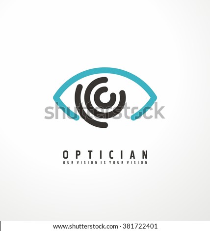 Eye vector logo design idea. Minimalist logo design layout for medical care. Optician creative symbol concept template.  Eye icon. Ophthalmology flat lines icon design.