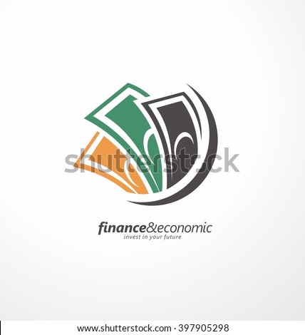 Business and finance icon, abstract bills, currency