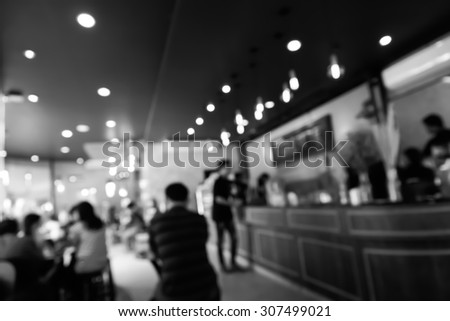 Blurry scene of Customers at Coffee shop - Black and white