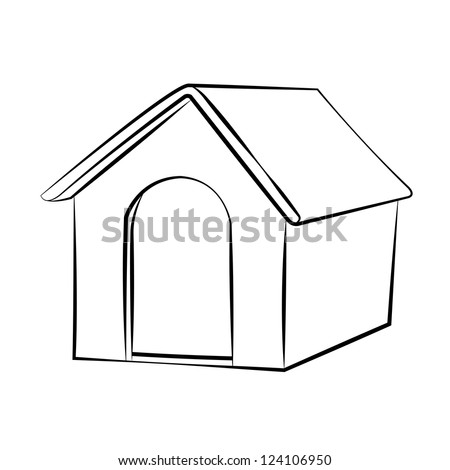 Outline Sketch Dog House Vector Illustration. - 124106950 : Shutterstock