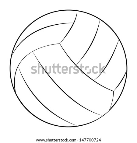 Black Outline Vector Volleyball On White Background. - 147700724 ...