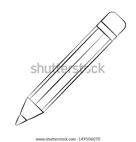 Black outline vector pencil on white background.