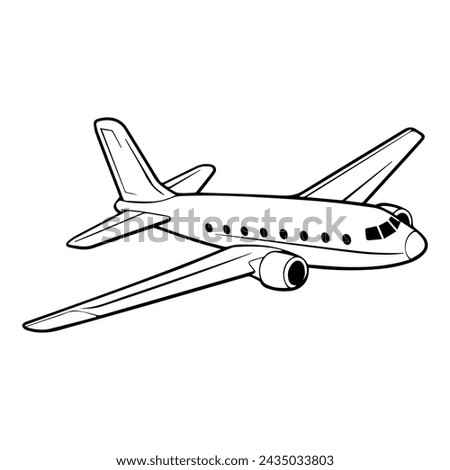 Vector illustration of a minimalist airplane outline icon, ideal for web and graphic projects.