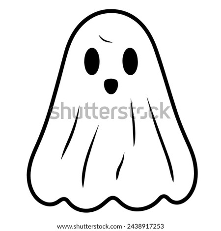 Vector illustration of a minimalist ghost outline icon, perfect for supernatural themes.