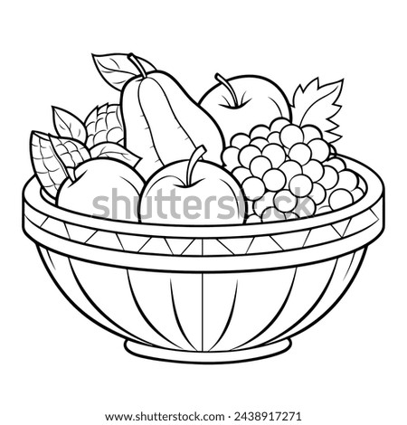 Vector illustration of a minimalist fruit basket outline icon, ideal for nutrition-related projects.