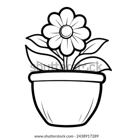 Vector illustration of a minimalist flower pot outline icon, ideal for plant-themed projects.