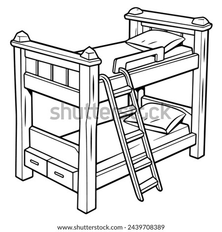 Vector illustration of minimalist bunk beds outline icon, perfect for shared rooms.
