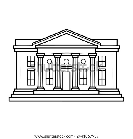 Vector illustration of a bank outline icon, ideal for financial projects.