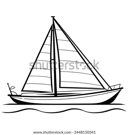 Elegant sail yacht outline in vector format, ideal for nautical graphics.