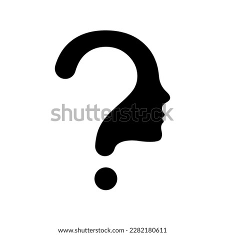 Question mark with face silhouette. Vector symbol. Question man.