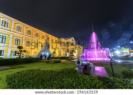 night light of Thai Ministry of Defence ,watprakaew ,sanamluang ,bangkok ,Thailand
