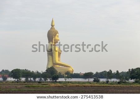 big statue image of buddha at Wat muang,Angthong,Thai land