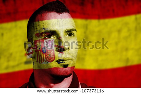 Spanish flag painted face