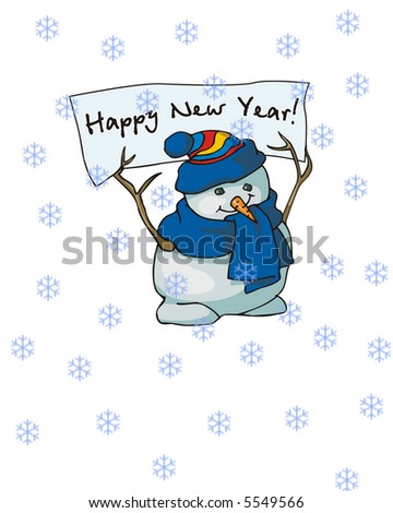 Snowman with a new year sign